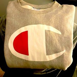 Champion Reverse Weave Big C Pullover Sweatshirt Grey Mens X Large